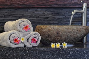 De handdoeken in de vakantievilla op Bali worden zeer regelmatig verschoond.